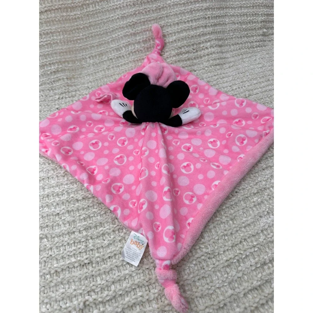 Disney Baby Minnie Mouse Lovey Security Blanket Pink‎ Polka Dot Plush Kids Toy